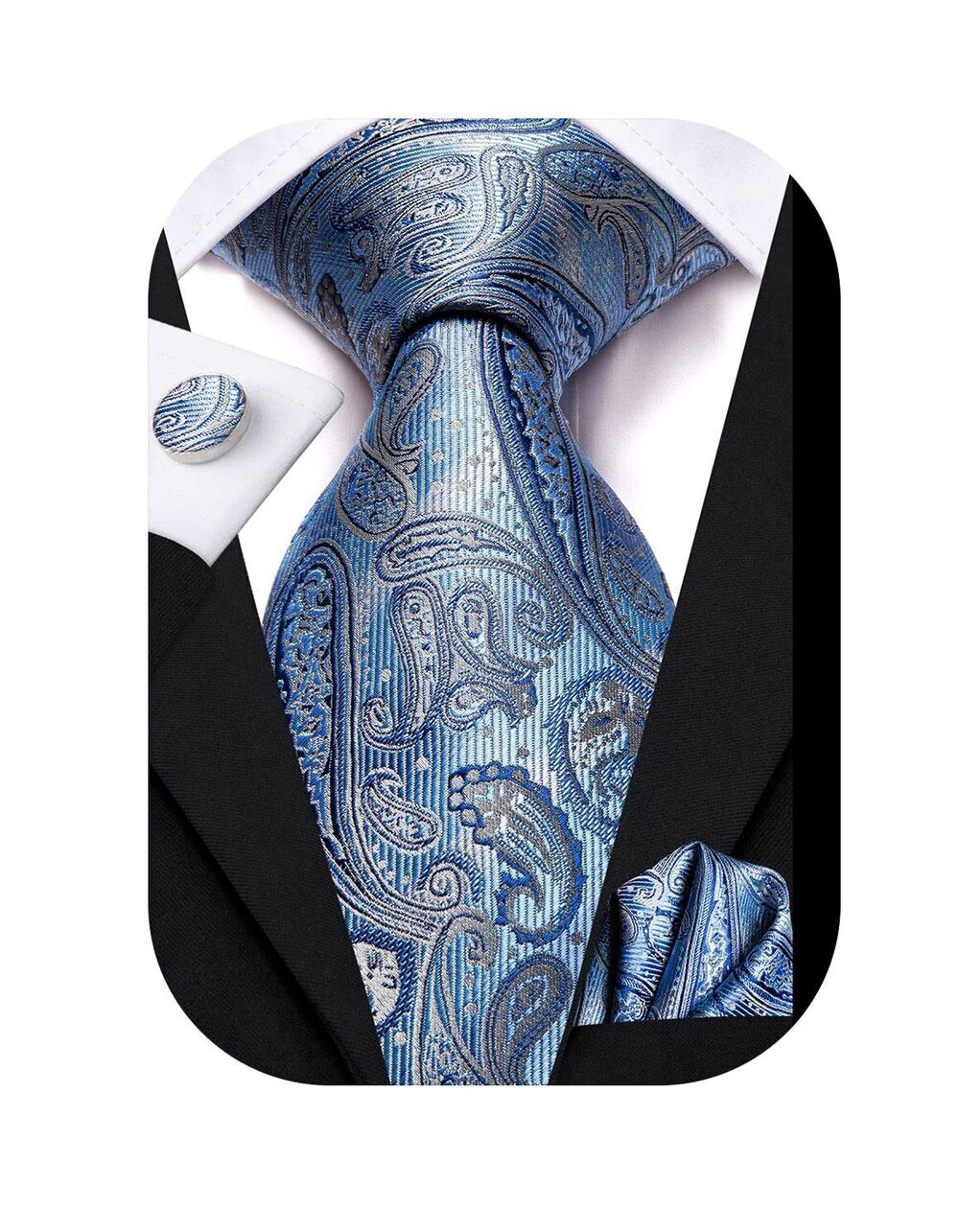8843 63''Ice Blue Ties Silk Paisley Extra Long 's Ties Set Necktie